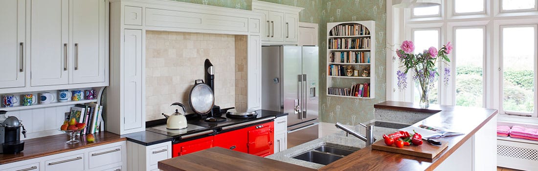 Classic painted kitchen with Aga in Edwardian villa, Abbots Leigh Bristol